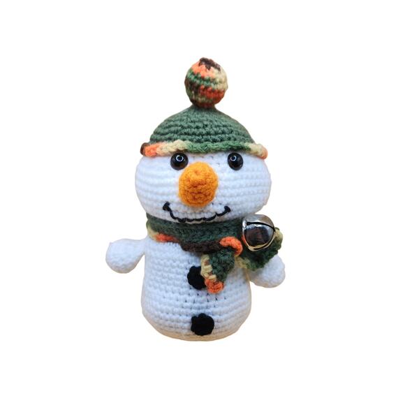 Hand Crocheted Amigurumi Snowman Trinket Box Storage Figure Statuette 9 Inches - Picture 10 of 10